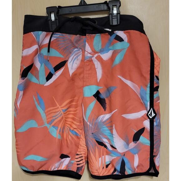 VOLCOM Mod-Tech Board Shorts Unlined Swimming Trunks Men's Size 28 Colorful - Picture 2 of 9
